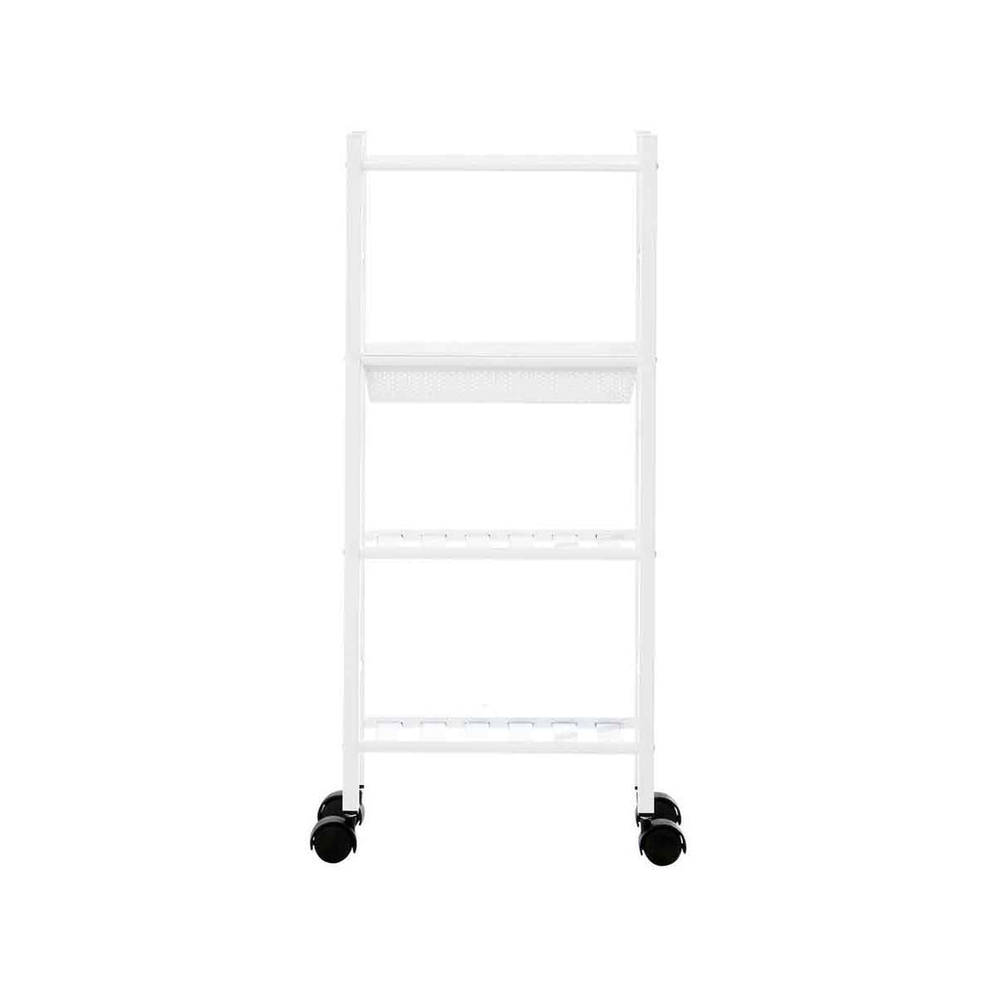 Dara 4 Tier White Trolley with Basket