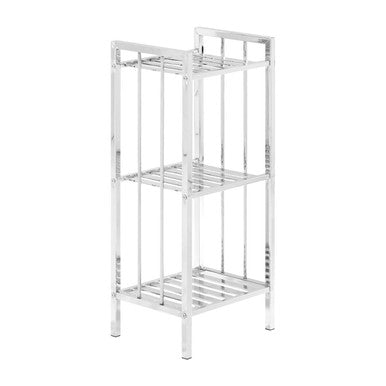 Dara 3 Tier Chrome Shelf Unit with Slatted Sides