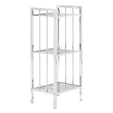 Dara 3 Tier Chrome Shelf Unit with Slatted Sides