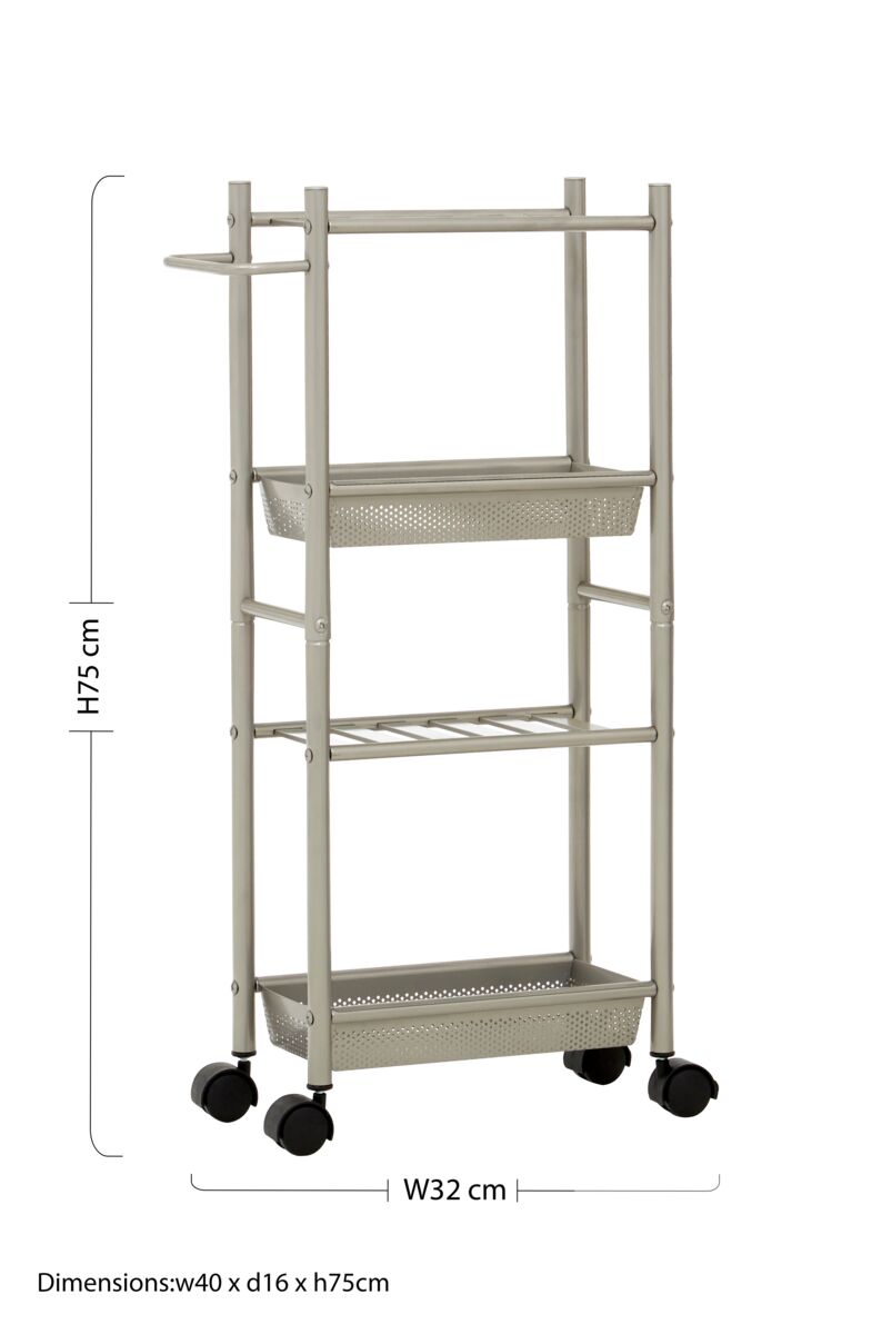 Dara 4 Tier Brush Nickel Trolley with 2 Baskets