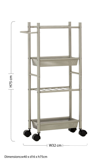 Dara 4 Tier Brush Nickel Trolley with 2 Baskets