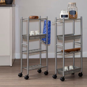 4 Tier Brush Nickel Trolley with 2 Baskets | Dara