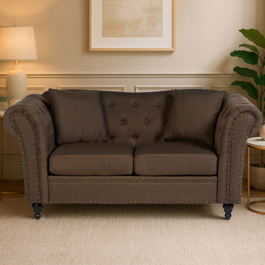 2 Seater Brown Chesterfield Sofa, Fable - image 9