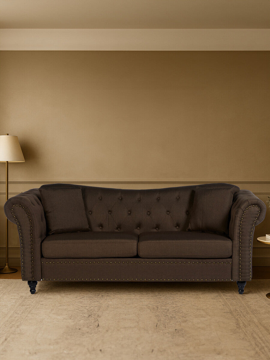3 Seater Brown Chesterfield Sofa, Fable - image 7