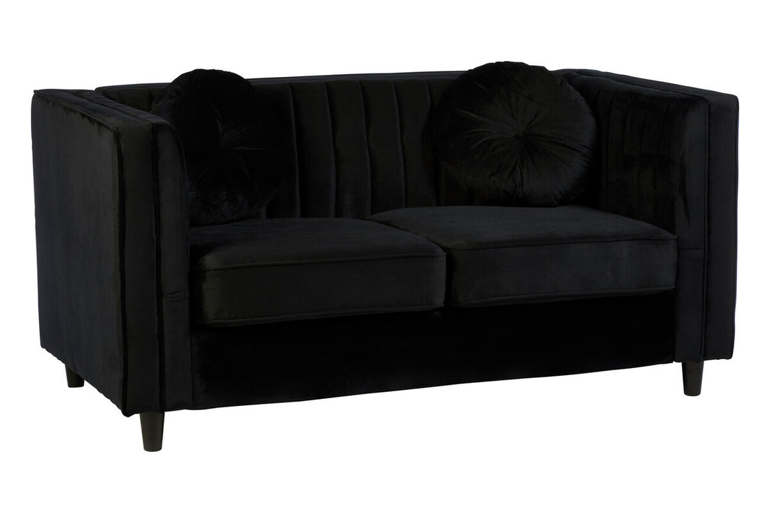 Farah Two Seat Black Velvet Sofa