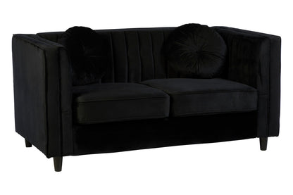 Farah Two Seat Black Velvet Sofa