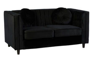 Farah Two Seat Black Velvet Sofa