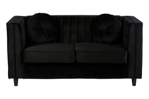 Farah Two Seat Black Velvet Sofa