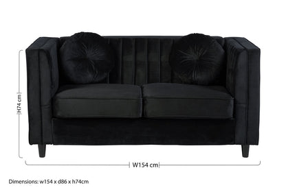 Farah Two Seat Black Velvet Sofa