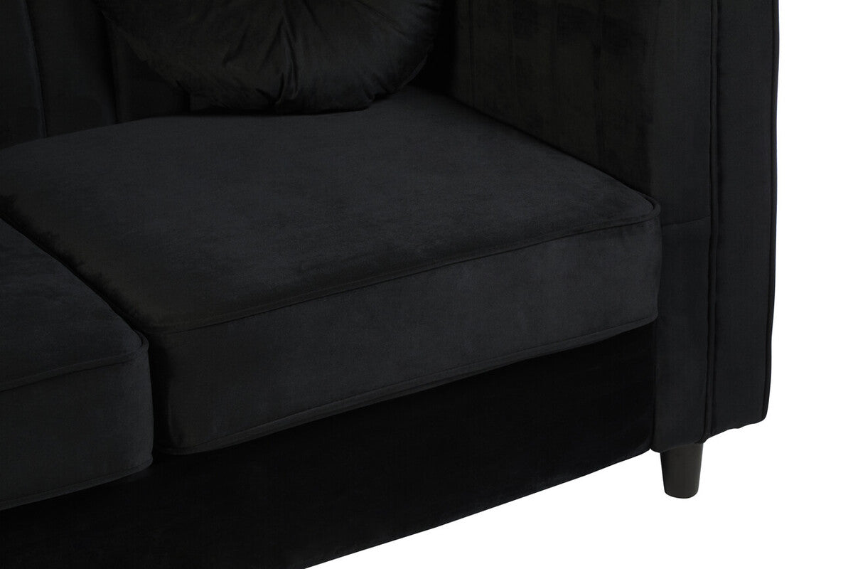 Farah Two Seat Black Velvet Sofa