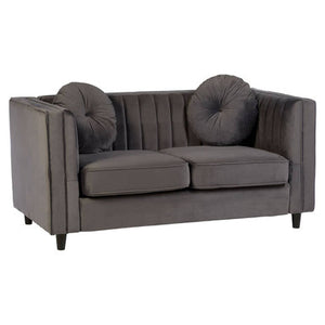 Farah Two Seat Grey Velvet Sofa