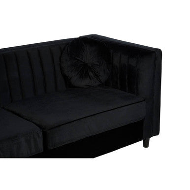 3 Seater Black Velvet Sofa, Farah - image 9