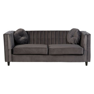 Farah Three Seat Grey Velvet Sofa