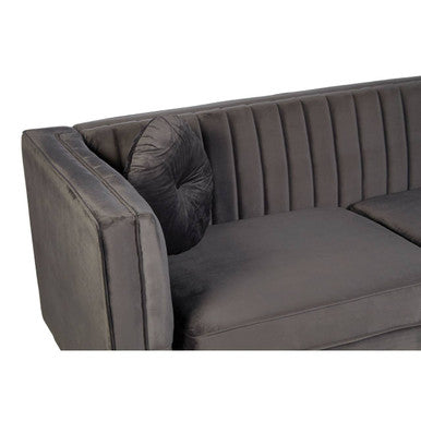 3 Seater Grey Velvet Sofa, Farah