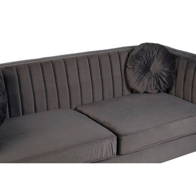 3 Seater Grey Velvet Sofa, Farah