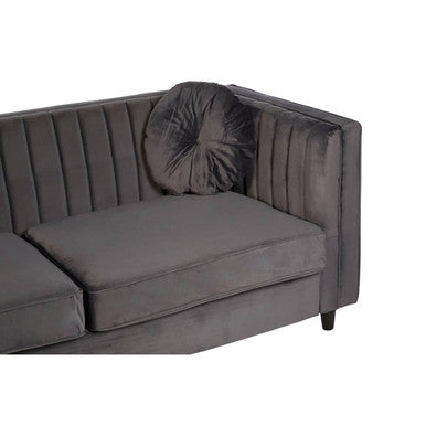 3 Seater Grey Velvet Sofa, Farah