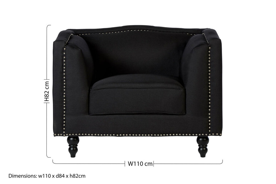 Feya Black Fabric Chair with Stud Detail - image 9
