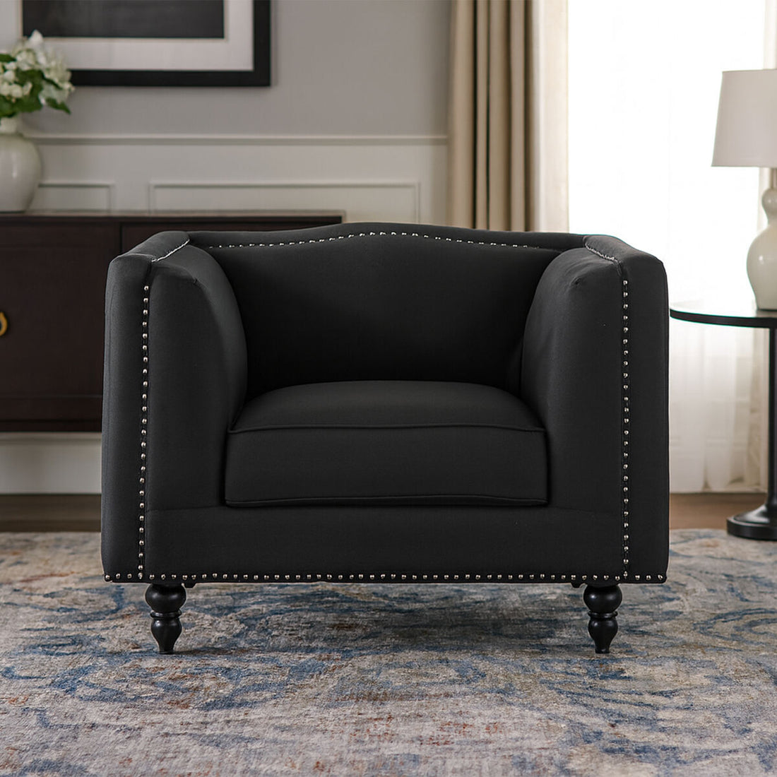 Feya Black Fabric Chair