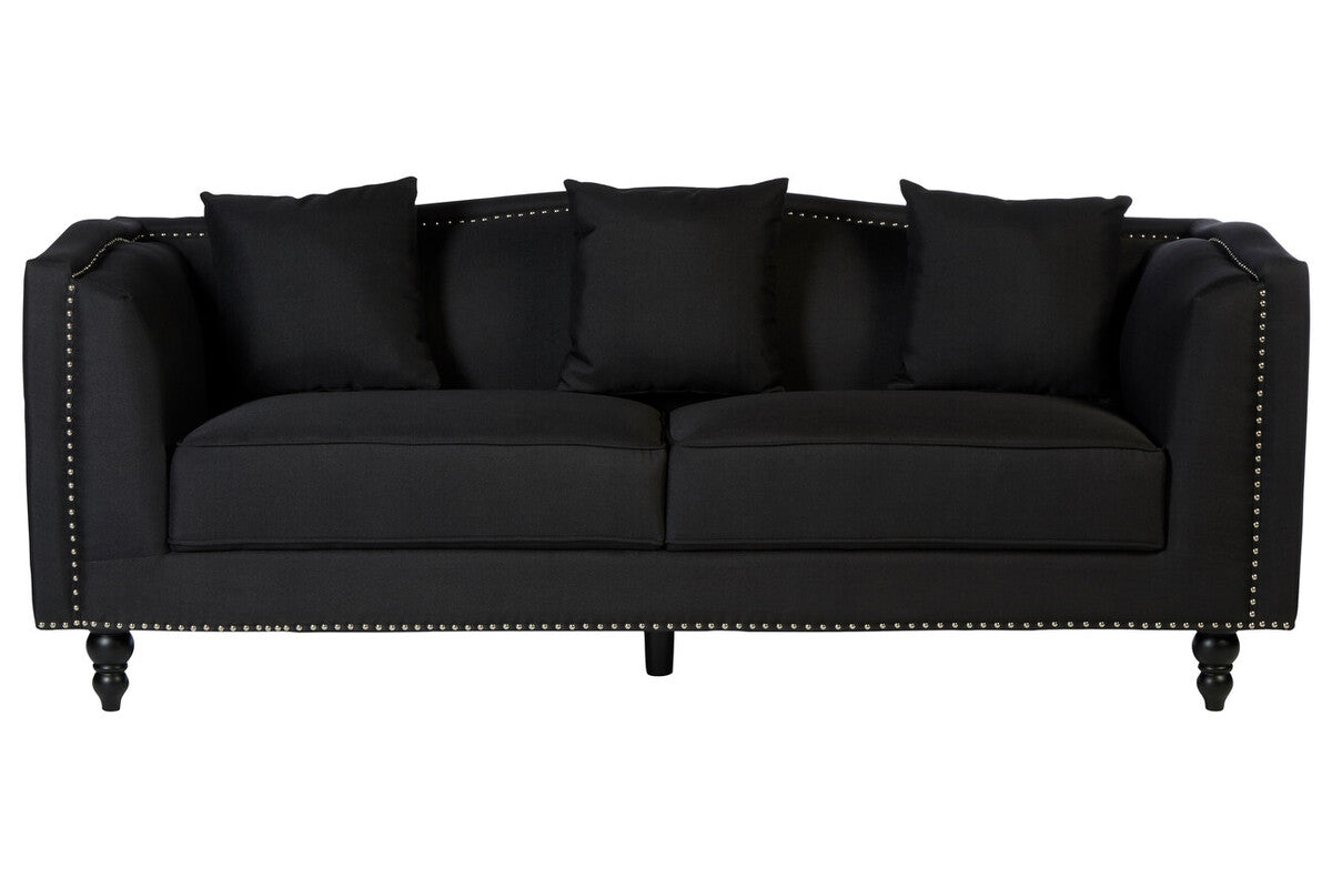 Feya 3 Seat Black Fabric Sofa - Image 1