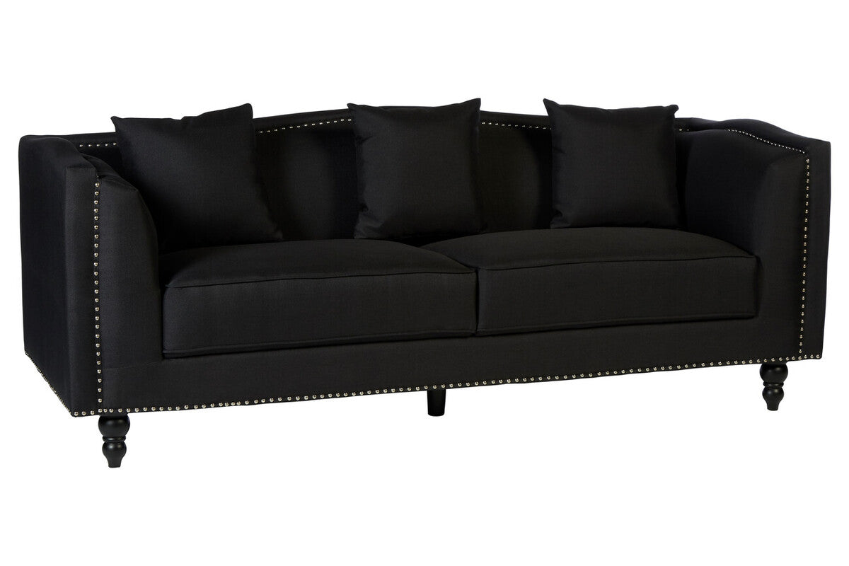 Feya 3 Seat Black Fabric Sofa - Image 2