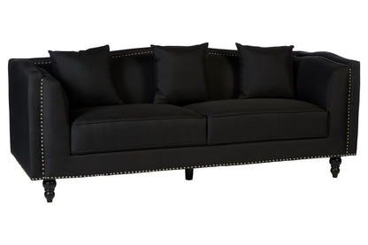 Feya 3 Seat Black Fabric Sofa - Image 2