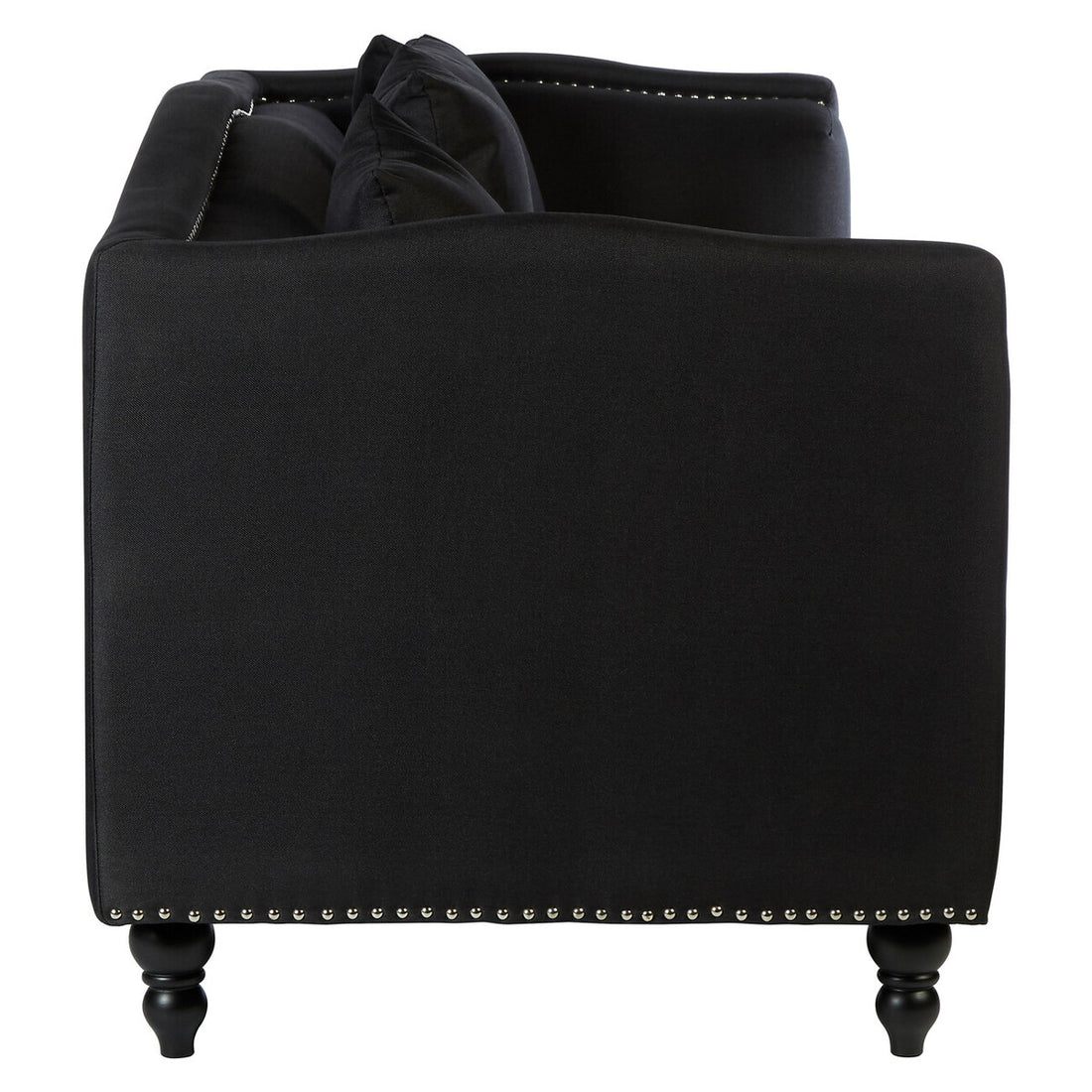 Feya 3 Seat Black Fabric Sofa - Image 3