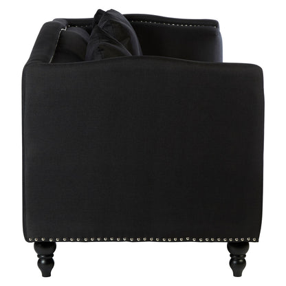 Feya 3 Seat Black Fabric Sofa - Image 3