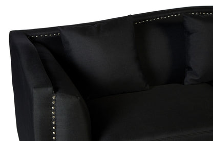 Feya 3 Seat Black Fabric Sofa - Image 5