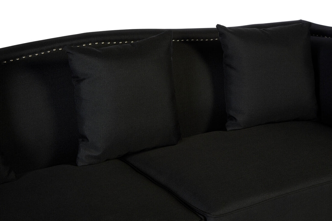 Feya 3 Seat Black Fabric Sofa - Image 6