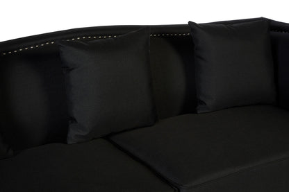 Feya 3 Seat Black Fabric Sofa - Image 6