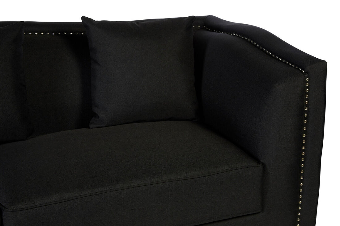 Feya 3 Seat Black Fabric Sofa - Image 7
