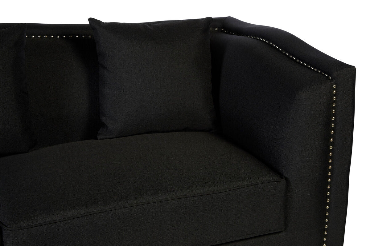 Feya 3 Seat Black Fabric Sofa - Image 7