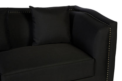 Feya 3 Seat Black Fabric Sofa - Image 7