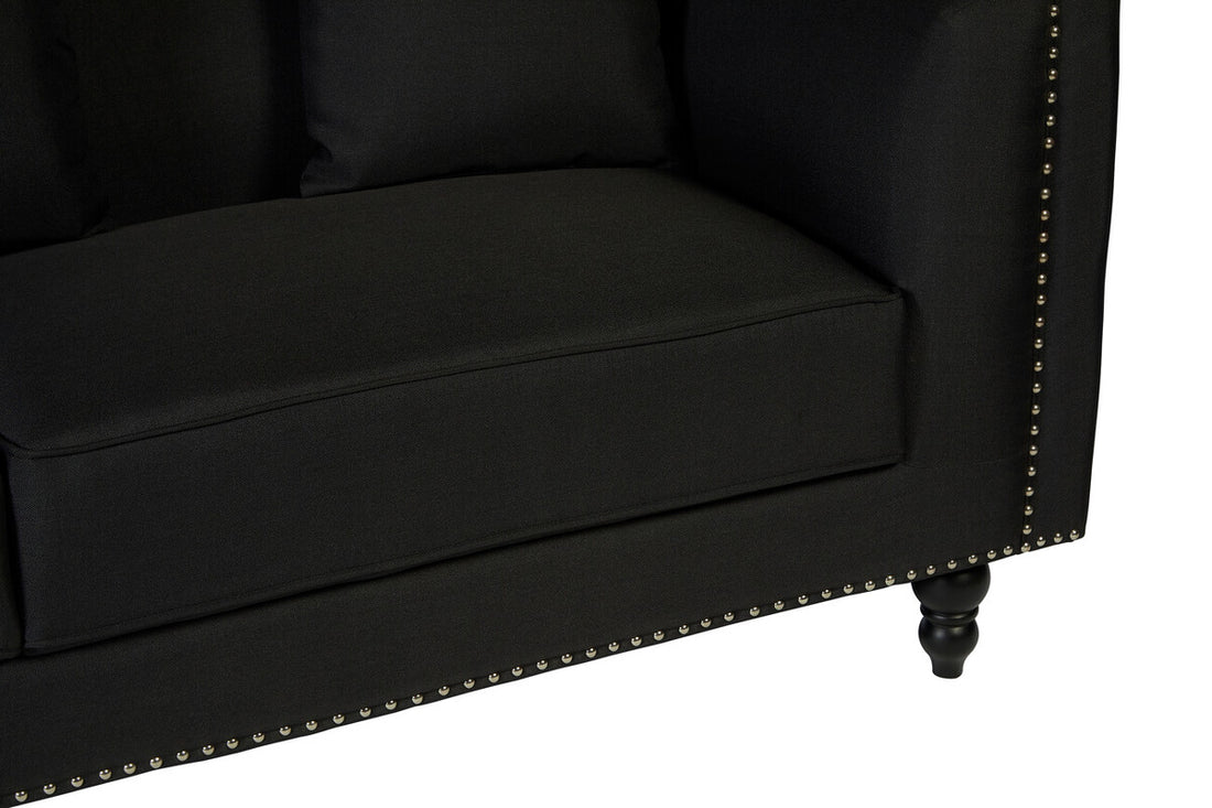 Feya 3 Seat Black Fabric Sofa - Image 8