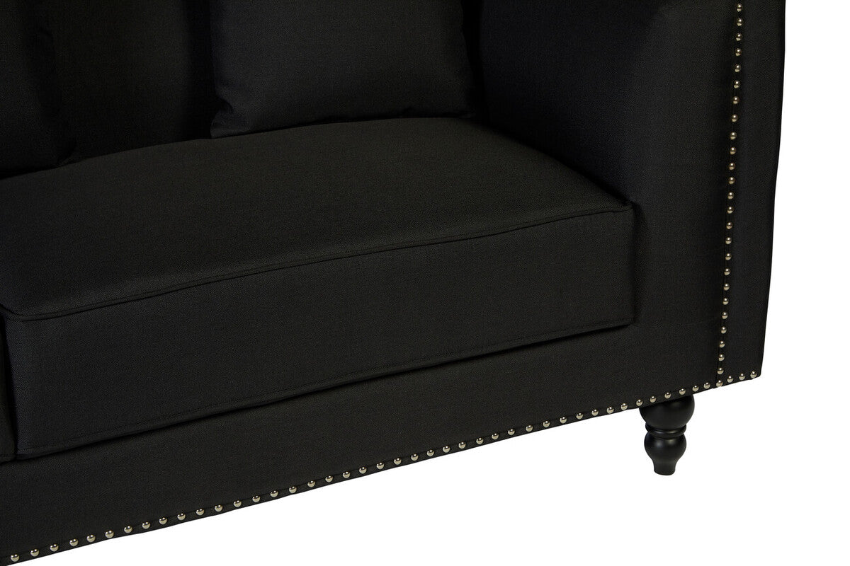 Feya 3 Seat Black Fabric Sofa - Image 8