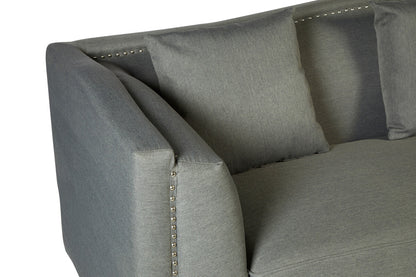 Feya Three Seater Grey Fabric Sofa - Image 5