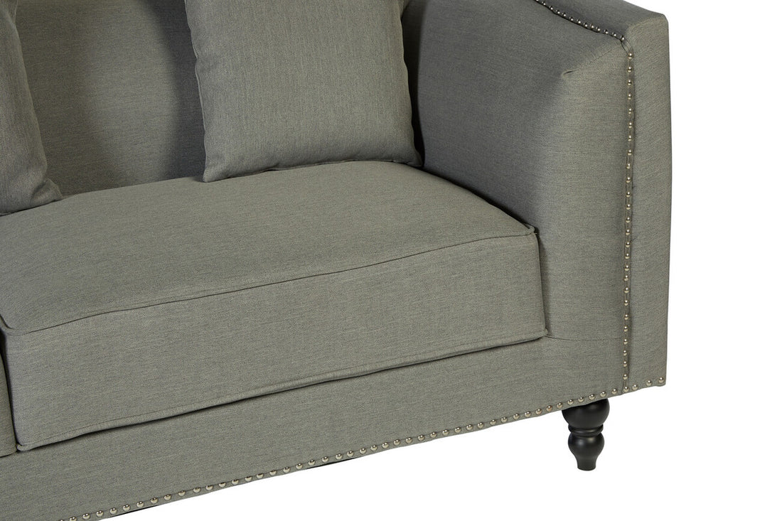 Feya Three Seater Grey Fabric Sofa - Image 7