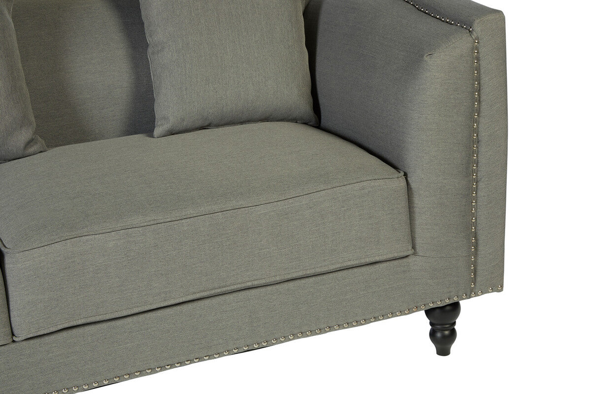 Feya Three Seater Grey Fabric Sofa - Image 7