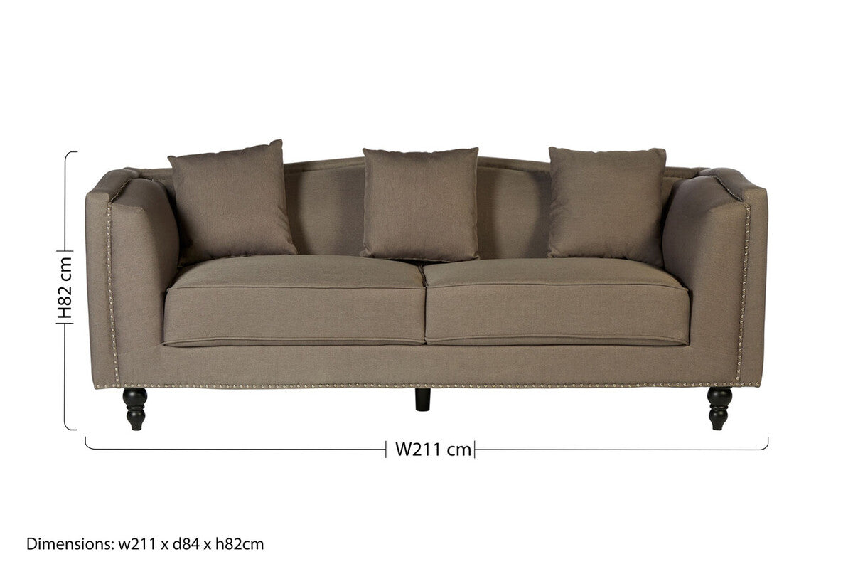 Feya 3 Seat Mink Fabric Sofa - Image 8