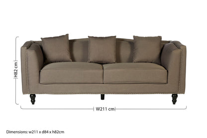Feya 3 Seat Mink Fabric Sofa - Image 8