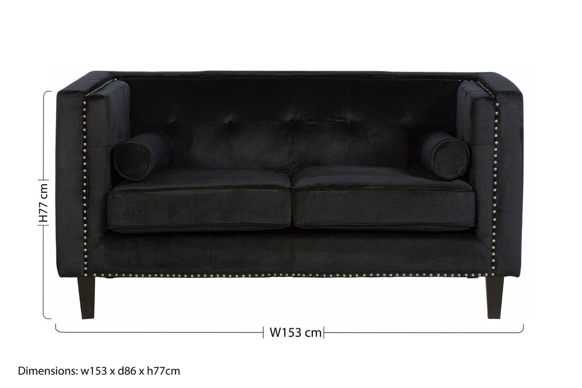 Felisa 2 Seat Black Velvet Sofa