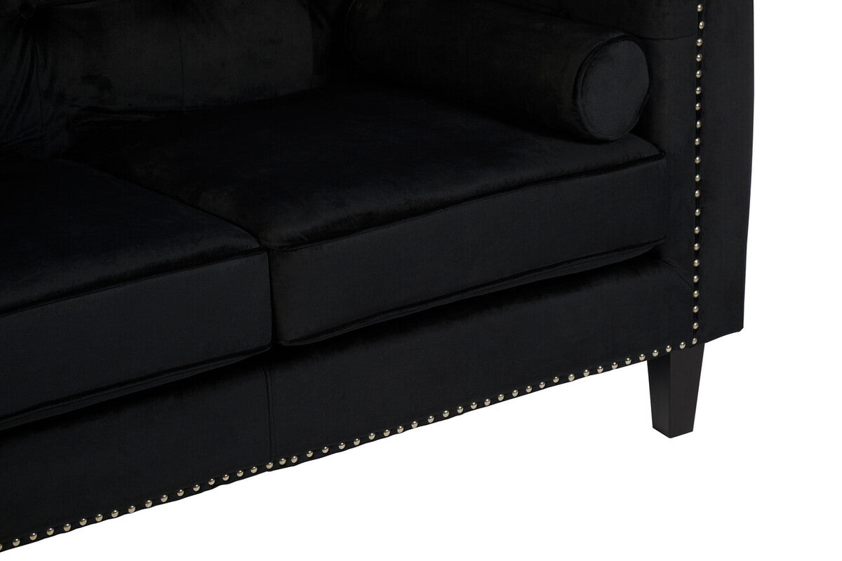 Felisa 2 Seat Black Velvet Sofa
