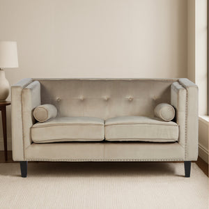 Felisa Mink Velvet 2 Seater Sofa with Stud Detail