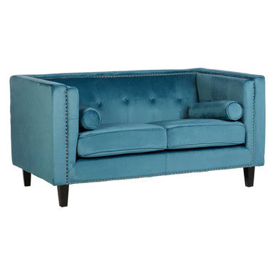 Felisa Two Seat Blue Velvet Sofa