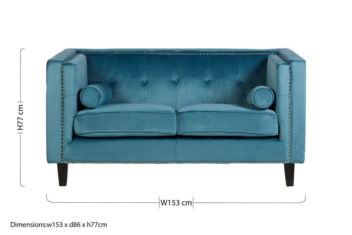 Felisa Two Seat Blue Velvet Sofa