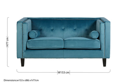 Felisa Two Seat Blue Velvet Sofa