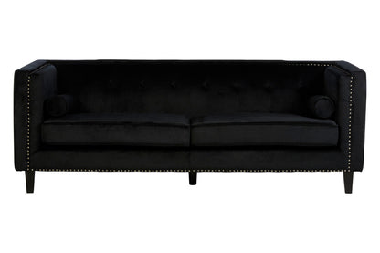 Felisa 3 Seat Black Velvet Sofa - Image 1
