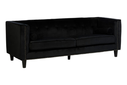 Felisa 3 Seat Black Velvet Sofa - Image 2