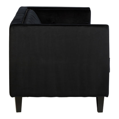 Felisa 3 Seat Black Velvet Sofa - Image 3