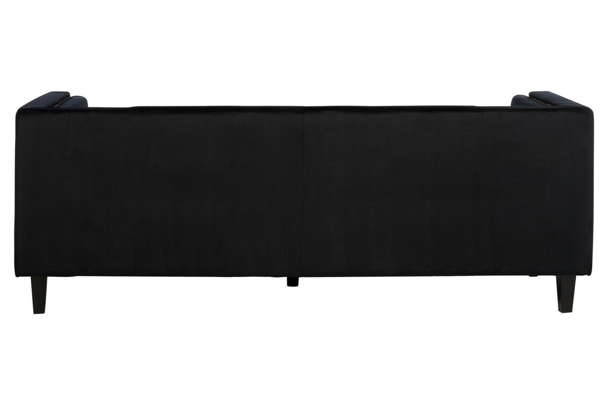 Felisa 3 Seat Black Velvet Sofa - Image 4